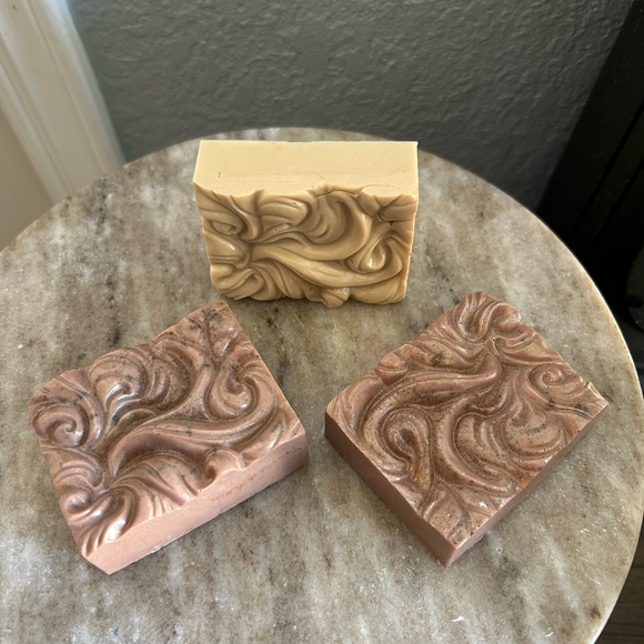 Other - Handcrafted Goat’s Milk & Honey Creme & Brown Design Soap Set  Scent: Orange